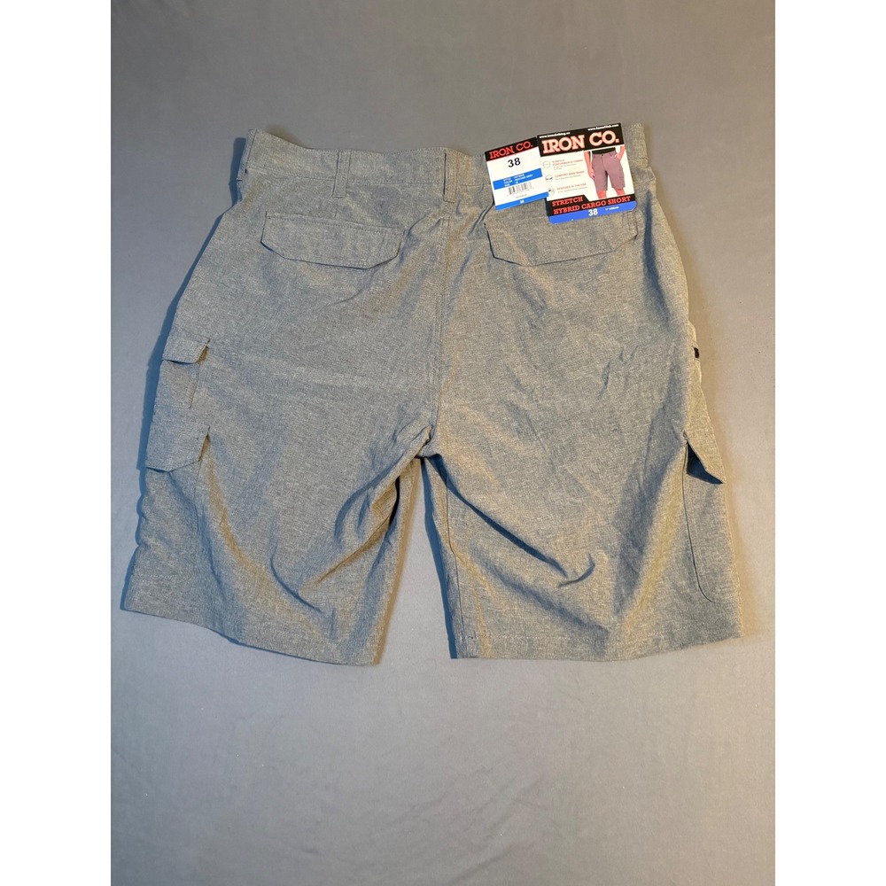 Iron Co Mens Stretch Hybrid Cargo Shorts Heather Grey Size 38 I427902S New - Picture 3 of 9